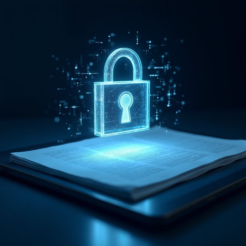 Candado digital sobre documentos